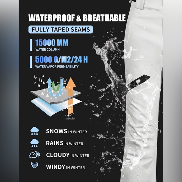 Pioneer Camp Women's Snow Pants Ski Bibs Pants Waterproof Size Small - Picture 8 of 10